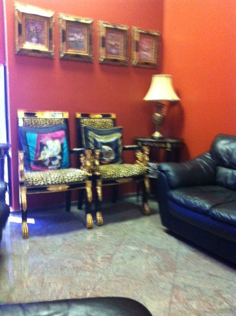 Sorry for the blurry.  I didn't think the staff would be happy about me taking a picture of their waiting room so I could make fun of it later.