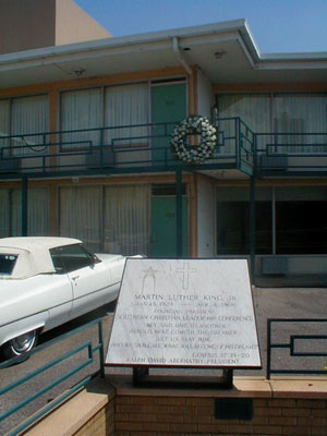 The balcony of the Lorraine Motel where MLK Jr. was shot.
